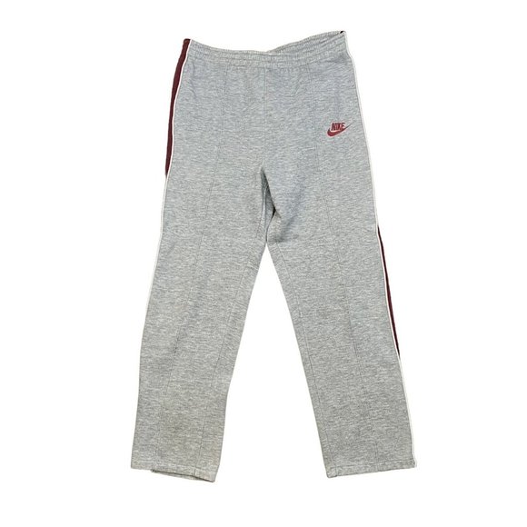 Vintage 70s Nike Gray‎ Burgundy Track Pants Women's Sz M Strips Embroidered Logo - Picture 2 of 9